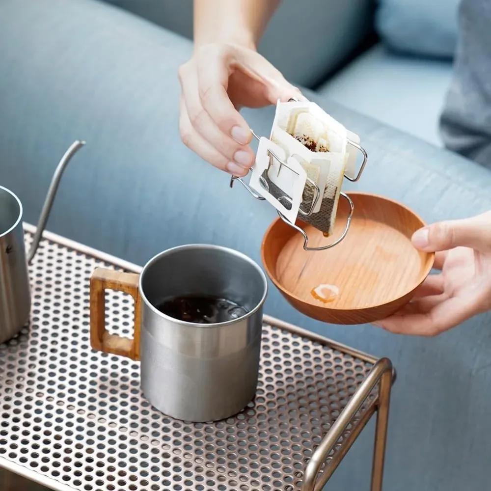 Coffee Filter Paper Bag Holder, Easy To Clean and Reusable Coffee Cup Filter Paper Holder, 304 Stainless Steel Coffee Bag Holder