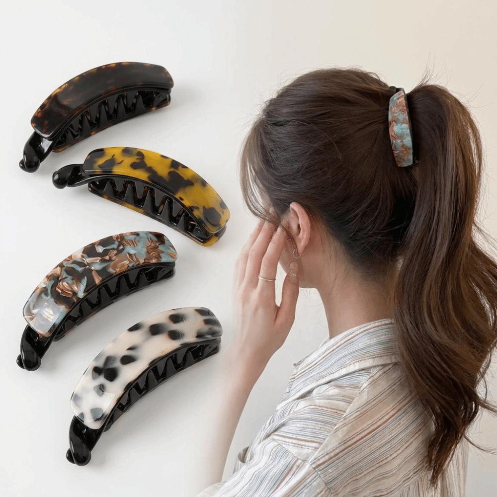 Curved Banana Shape Banana Hair Clip Spring Hinge Vertical Hair Clip Hair Claw Clip Half Up Styles