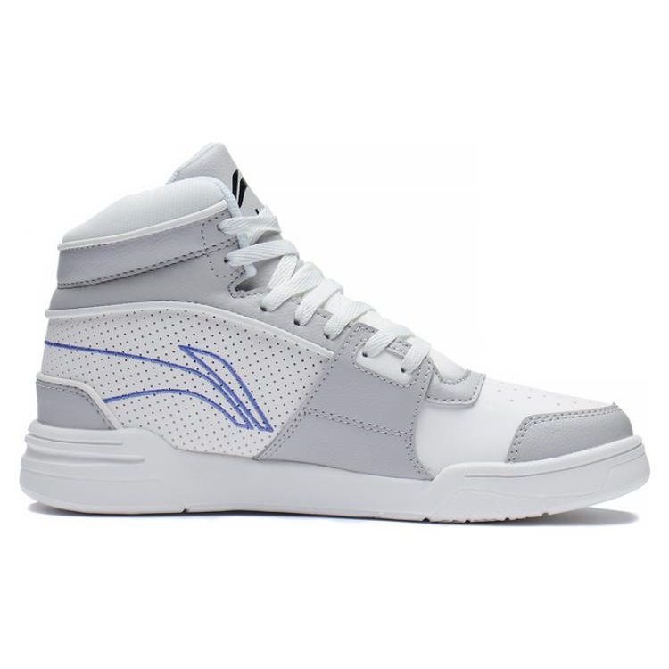 Li Ning Retro 90 Series Comfortable Casual Wear Resistant Shock Absorbing Non-Slip High-Top Lifestyle Shoes Women Shoes White Gray ABCS098-1