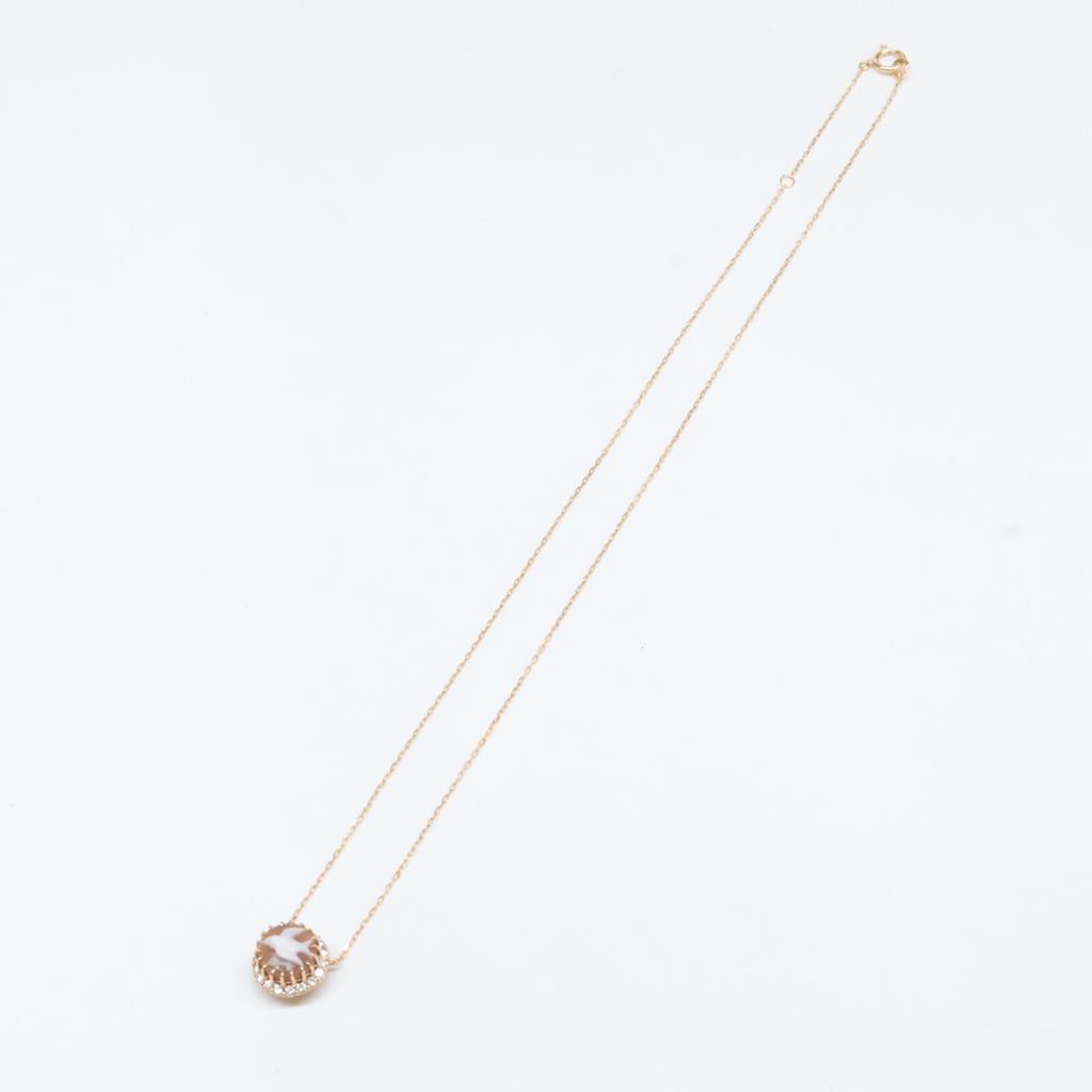 PARCELLE JEWELRY [Excellent Condition] 750 D0.25 Cameo Swallow Diamond Pendant Necklace Yellow GoldUsed