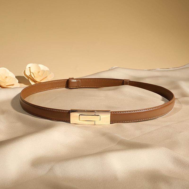 Women's 2025 Black Genuine Leather Waist-Cinching Belt for Dresses and Coats