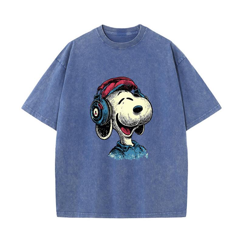 XH+88 MINISO 2026 Summer Vintage Wash Printed Pure Cotton Shoulder Style Men's and Women's Round Neck Short Sleeved Couple T-shirt