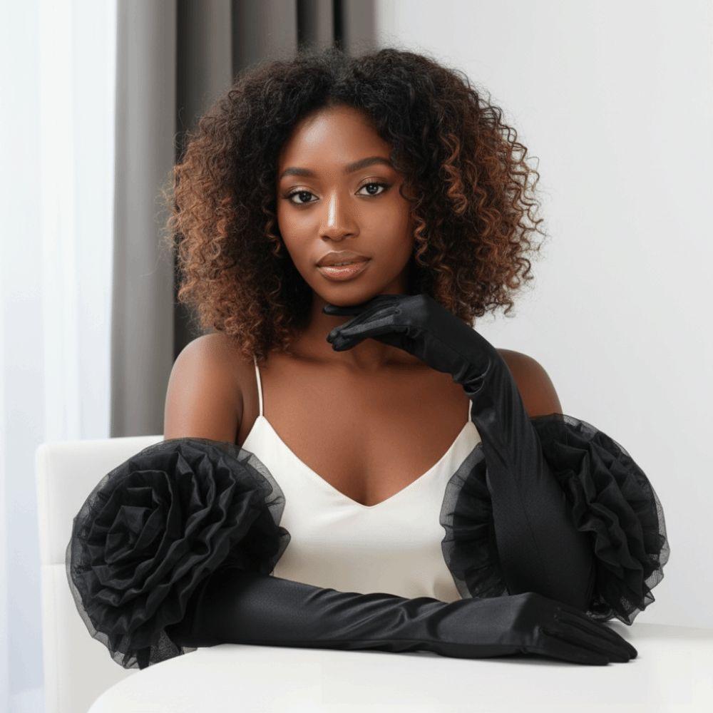 Black Long Gloves Breathable Mittens Fashion Etiquette Gloves Evening Party