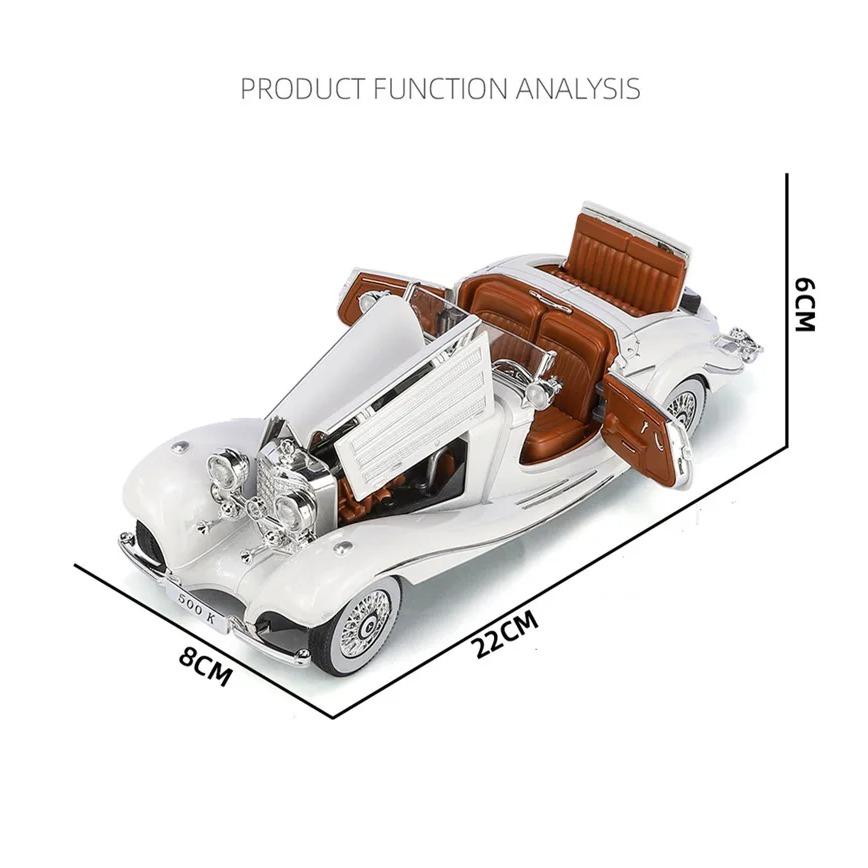 1/24 Benzs 500K Alaşımlı Araba Modeli Pres Döküm Metal Klasik Araçlar Araba Modeli Simülasyon Ses ve Işık Koleksiyonu Çocuk Oyuncak Hediye