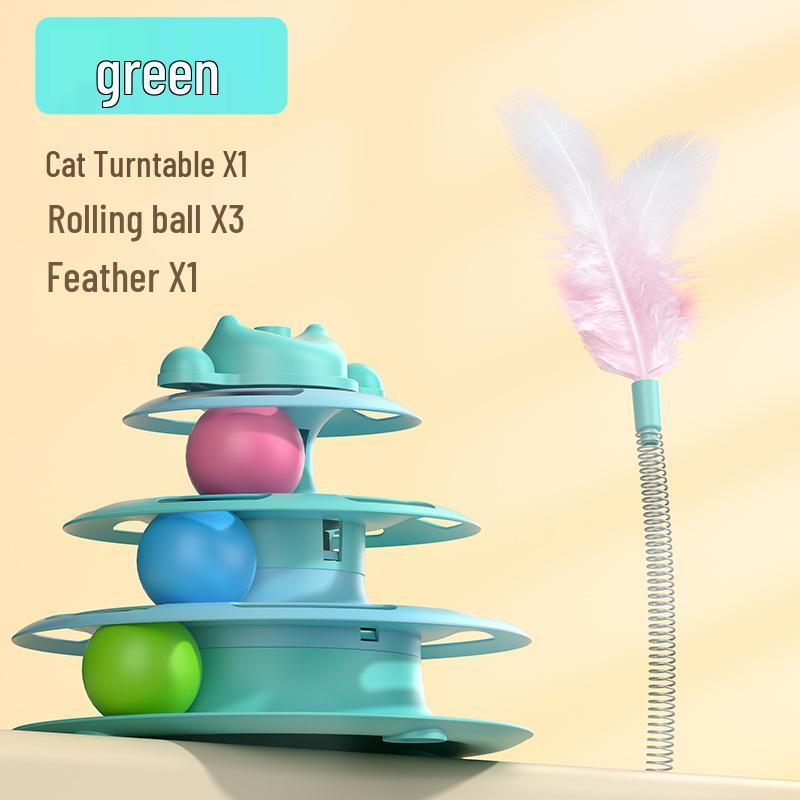 Cross-Border Cat Interactive Turntable Toy with Feather and Self-Amusement Ball