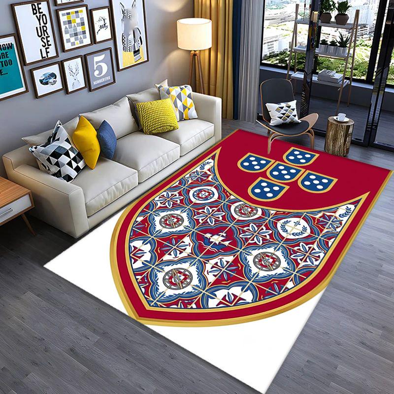 Royal Emblem Checkerboard Background carpet Living room and bedroom mats Suitable for all seasons Doormat Protective pad Fashion