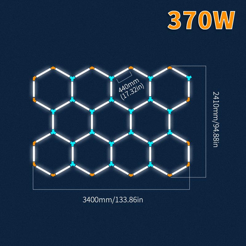 Hexagon LED Car Garage Light with Border 6500k Ceiling Light for Car Detailing Garage Workshop Gym Supermarket Barber Store Free