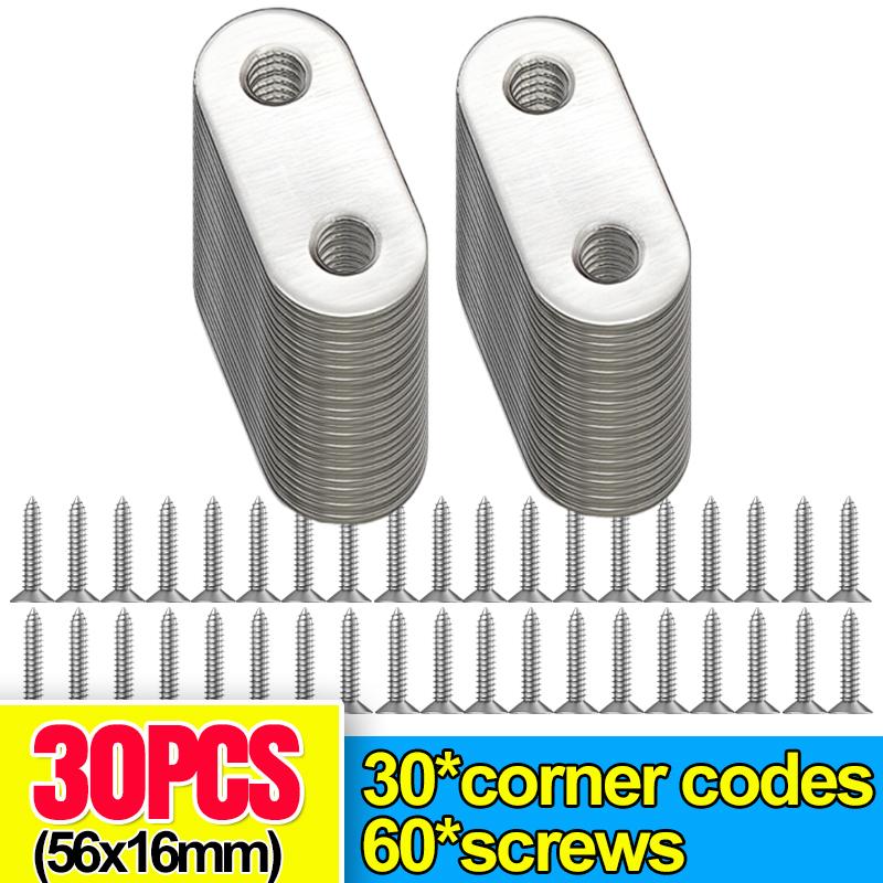 Stainless Steel Corner Bracket Metal Flat Straight Brace Fixed Connecting Plate Corner Brackets For Reapiring Furniture Cabinet