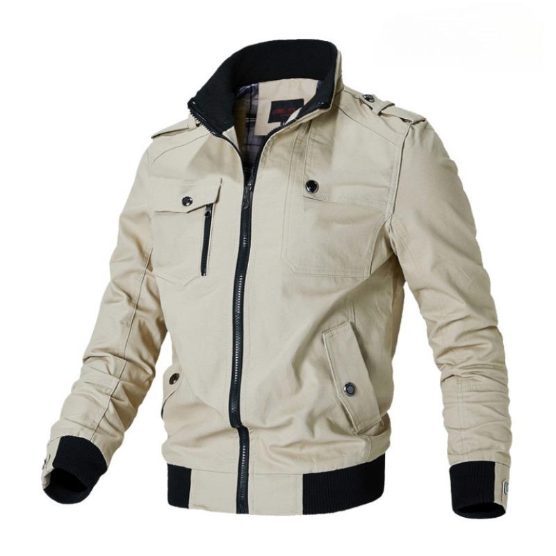 New Stand-up Collar Men s Washed Jacket Cotton Military Suit Outdoor Casual Jacket Tide L хаки