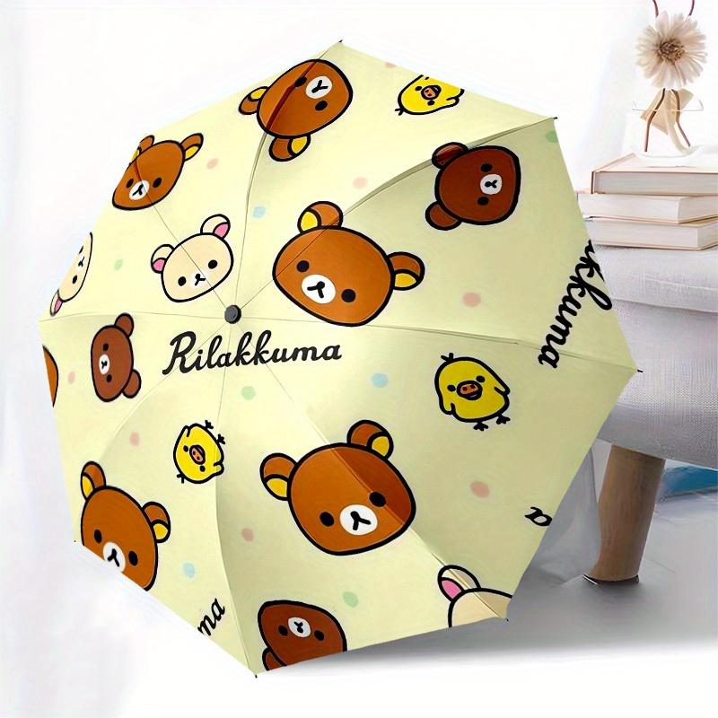 1pc Rilakkuma Cute Bears Chick Pattern Umbrella with Plastic Handle,Suitable for All Seasons Home Travel Outdoor UmbrellaM1128