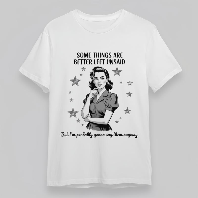 Women's Oversize Breathable Classic T-Shirt Vintage Woman Sassy Quote Design Tee