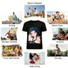 Cool Girl Dark Style Printed T-shirt, Casual Loose Fit Tee With Edgy Anime Girl Graphic For Daily Wear Pure Cotton T-shirt