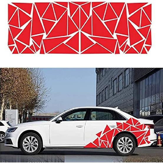 Unique Triangles Vinyl Car Side Stickers Long Stripe Big Car Decals Door Sticker Vinyl Sports Racing Decals Decorative Car Body Decoration