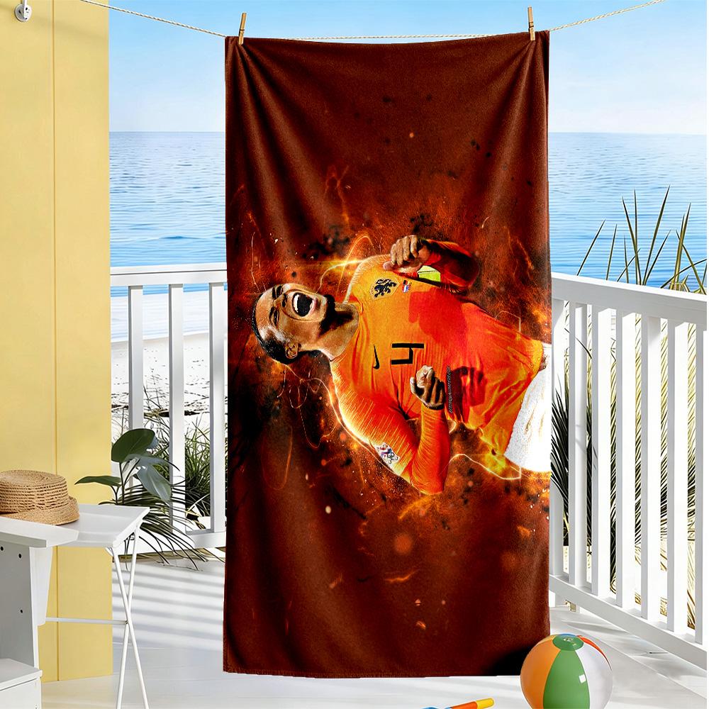 Football Player Celebration Beach Towel Super Soft Microfiber Quickdry Fabric Comfortable Lightweight