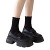 2025 new platform loafers women's popular shoes autumn and winter women's shoes British style small leather shoes women's black single shoes