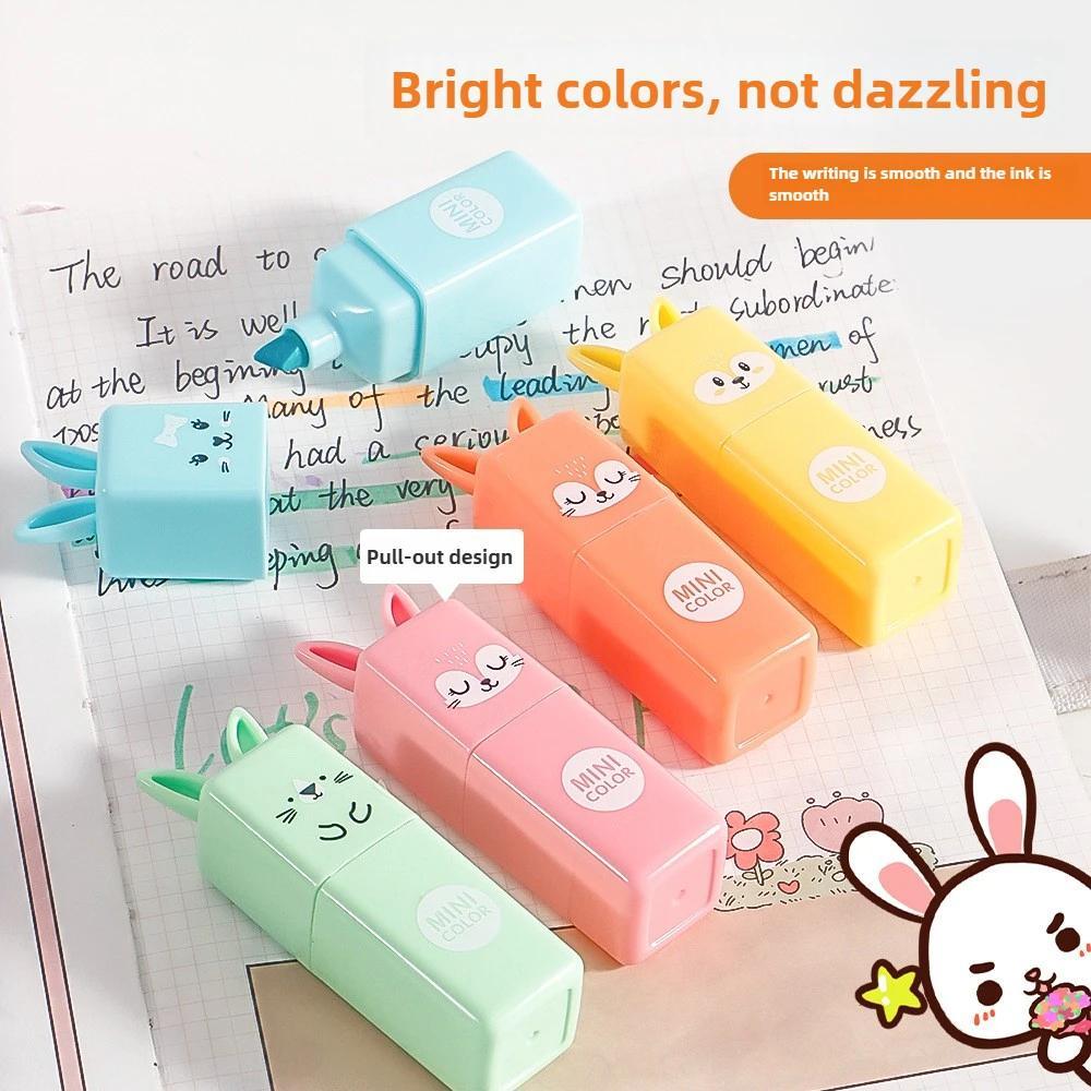 4/5/6 ks Mini králíček Fluorescenční zvýrazňovače a popisovače-Inkoust na vodní bázi, UV/Viditelné barevně kódované značkovače Kancelářské uspořádání