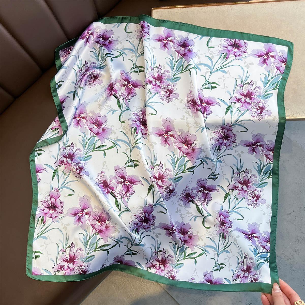 

Imitation Silk Scarf For Women SpringSummer Chain Print Square Scarf Decoration Bandanna Neckerchief Luxury Headband Hijab