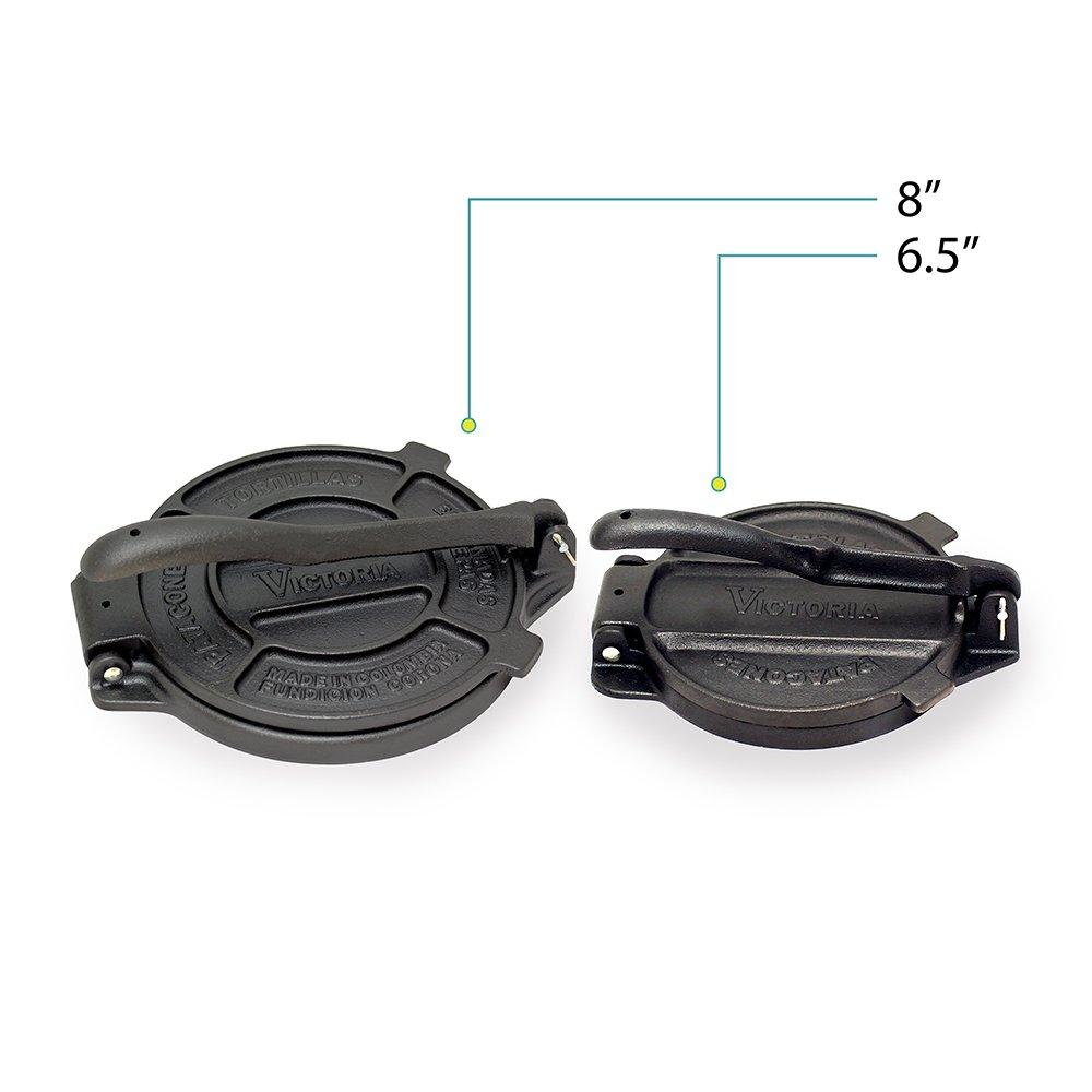 Japonský lis na tortillu VICTORIA palec Victoria TOR002 Litinový lis na tortilla lis na taco lis Burrito Nachos Mexiko Mexické jídlo Chipsy tortilla Lněné semínko