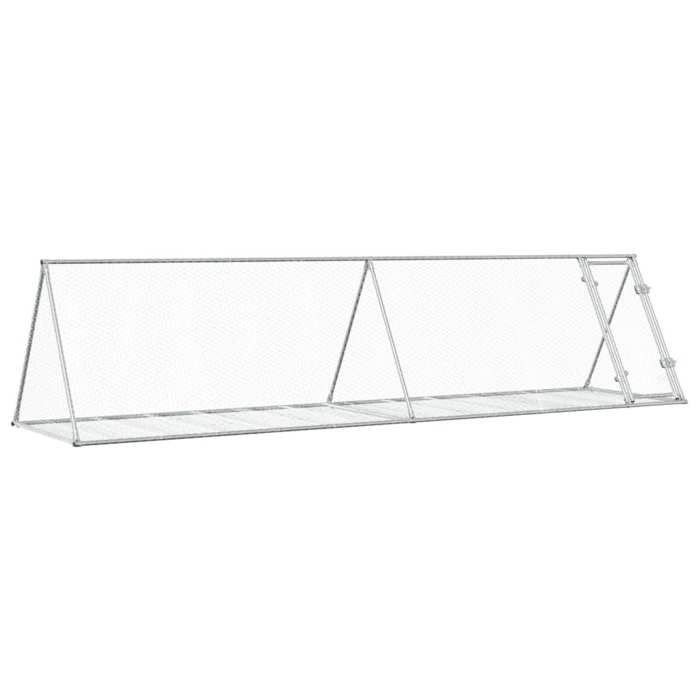 VidaXL Hutch, Rabbit Cage with Door, Chicken Coop, Outdoor Run for Ducks Small Animals, Silver Steel 3281531