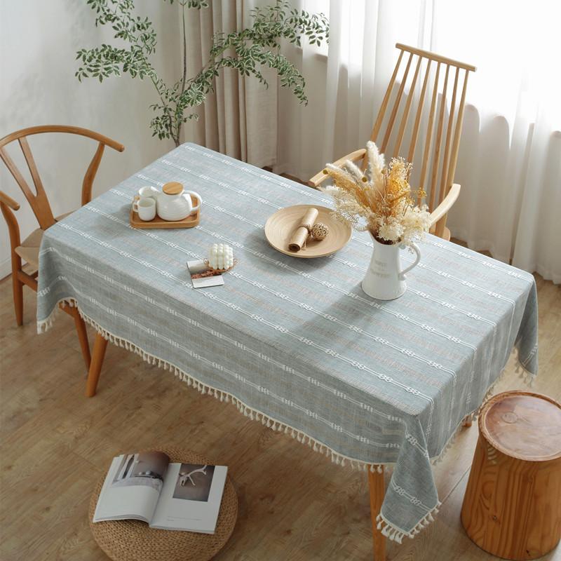 Polyester Jacquard Braid Hollow Fringed Tablecloth Striped Lace Rectangular Coffee Table Table Cloth