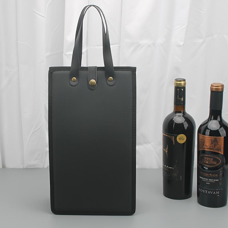 

PU Leather Wine Bag for 2 Bottles Elegant Gift Box with Handles Wine Carrier for Red/White Wine Travel Storage Case 35X20X11CM чёрный