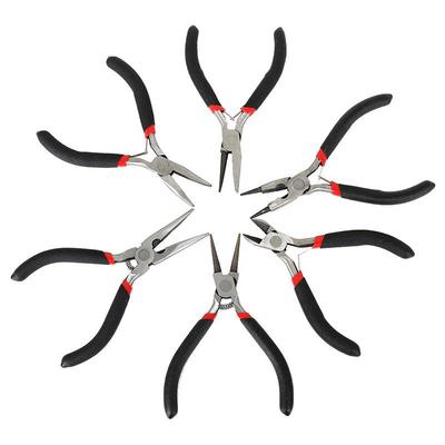 Schmuckwerkzeuge aus Edelstahl, handgefertigt: Spitzzange, Seitenschneider, gebogene Spitzzange zum Herstellen von Armbändern und Halsketten.