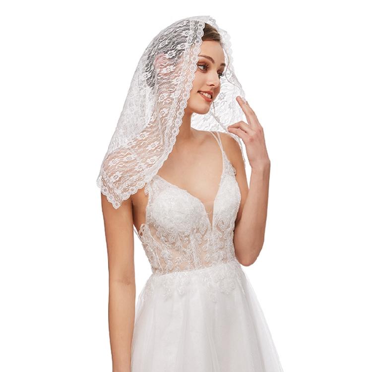 Lace Mantilla Veil Soft & Comfortable Floral Design for Head Covering for Women