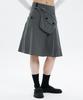 Hanahi Pocket Belt Half Pleated Skirt Gray