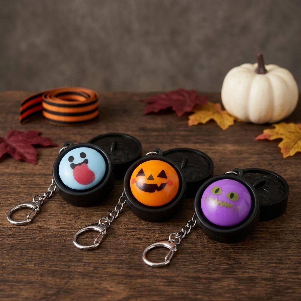 3D Printed Halloween Steamer Fidget Keychain Click Sound Removable Lid Pumpkin Sound Light Click Keychain Funny Round