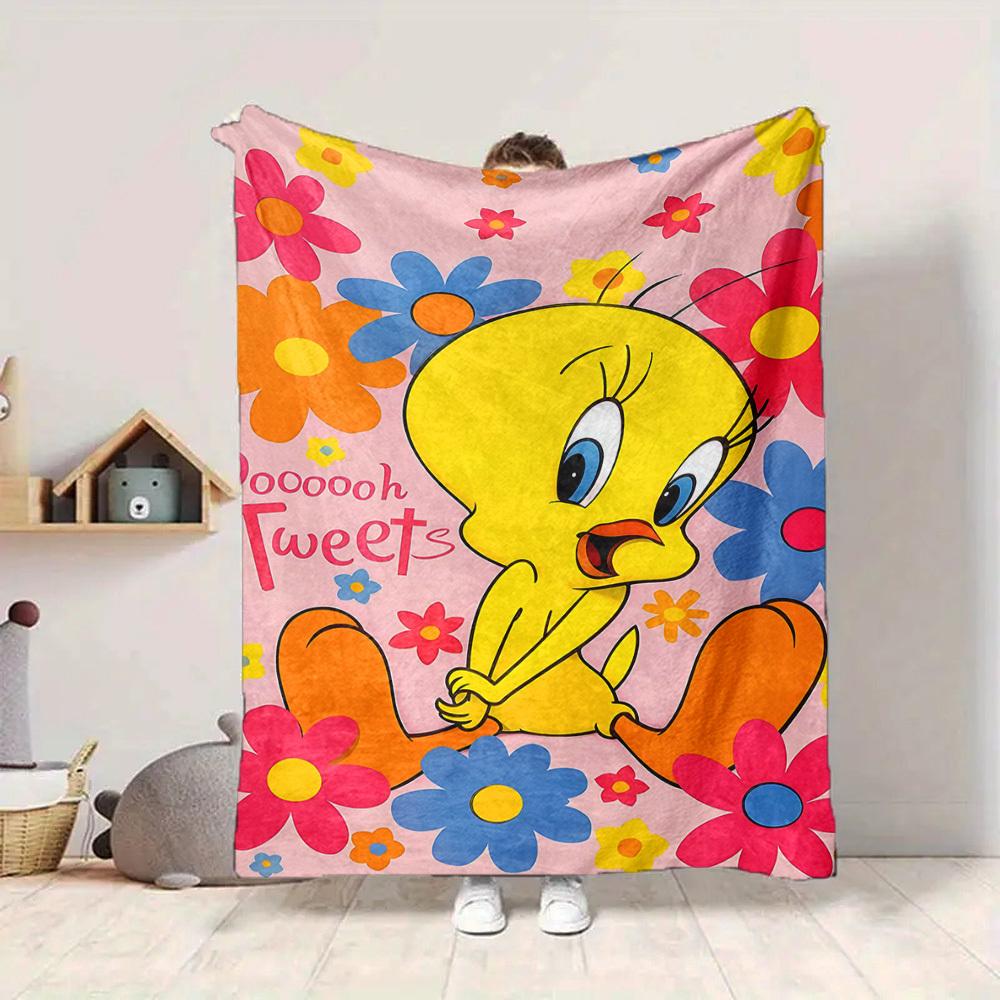 1pc Tweety Bird Blanket Lightweight Flannel Throw For Sofa, Bed, Travel, Camping, Livingroom, Office, Couch, Chair, And Bed