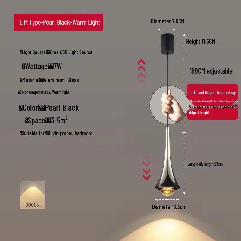 Modern Minimalist Liftable Luxury Pendant Light for Bedroom and Dining Room