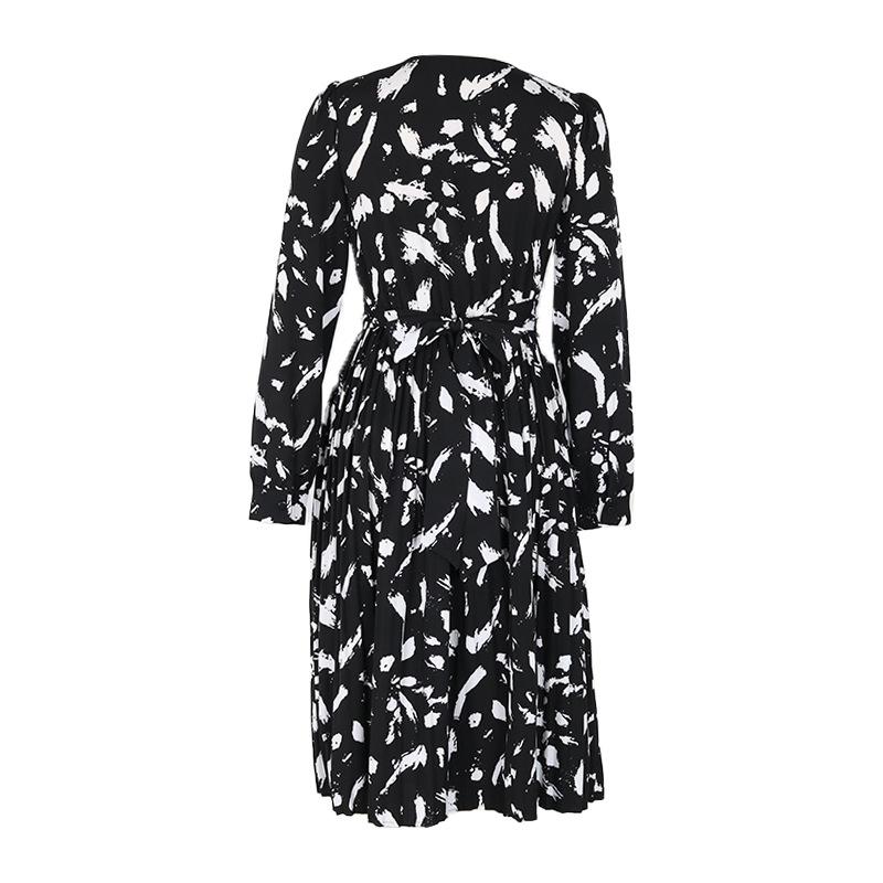 Frühlings- und Herbst-Damenkleid, modisches Temperament, elegant, bedruckt, langärmelig