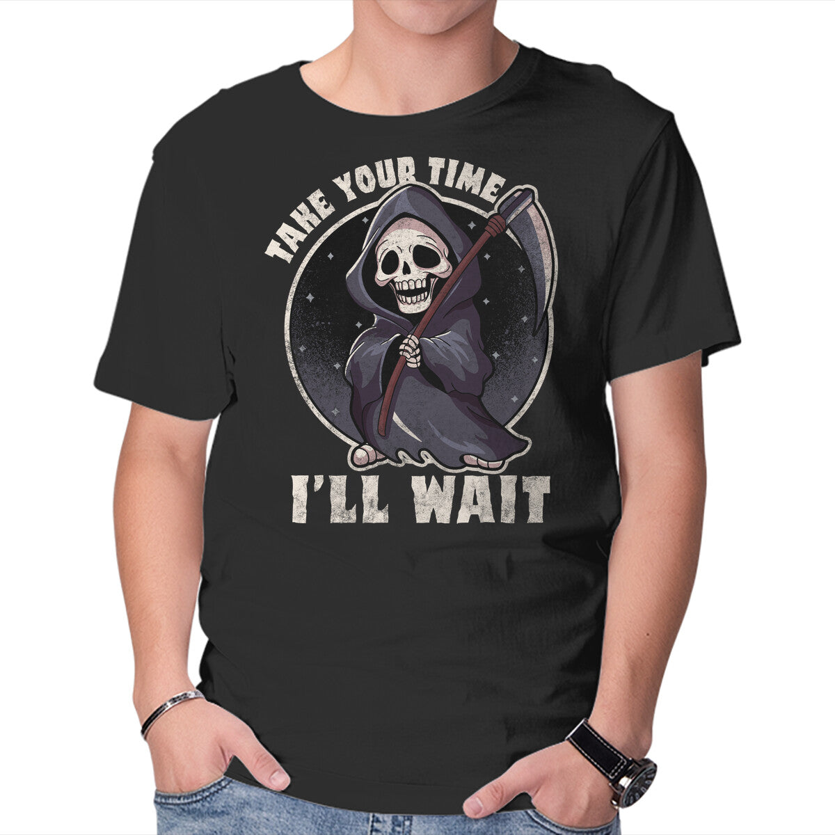 Unisex Crew Neck T-Shirt Take Your Time Graphic Short Sleeve Casual Tee L