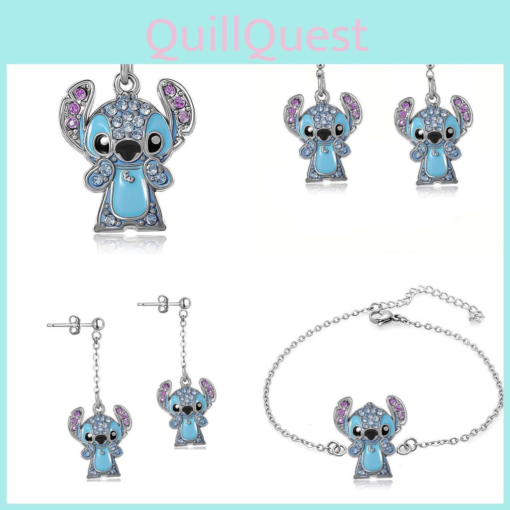 Lilo Stitch Cartoon Pendant Necklace With Rhinestone Embellishments For Fashion Summer Wear