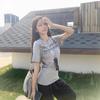 Chic Waist and Thin Letter Print Short-sleeved T-shirt Women's Summer New Casual Versatile Student Top Tide