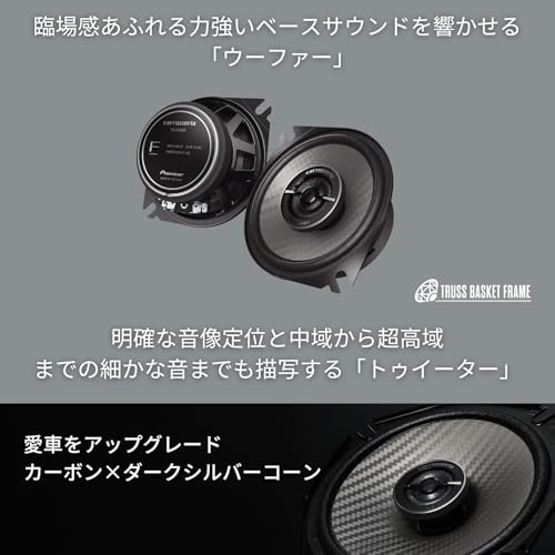 Pioneer TS-F1050 10cm Custom Fit Coaxial 2-Way High-Resolution Audio Speakers (Carrozzeria)