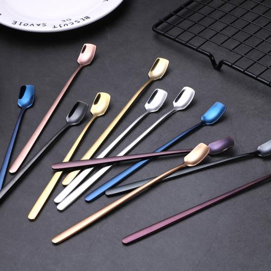 Stainless Steel Spoon Kitchen Long Handle Coffee Dessert Cocktail Stirring Scoop
