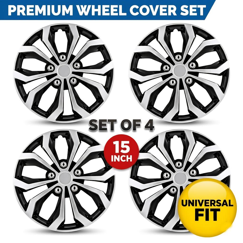 4PCS Black/Silver 15" Spyder Performance Wheel Cover Fits Toyota Volkswagen VW Chevy Chevrolet Honda Mazda Dodge Ford and Others DD1