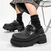 Men's Derby Shoes Large Head Thick Bottom Handmade Slip-On Hollow Leather Shoes Breathable Casual Heightening Sneakers for Men