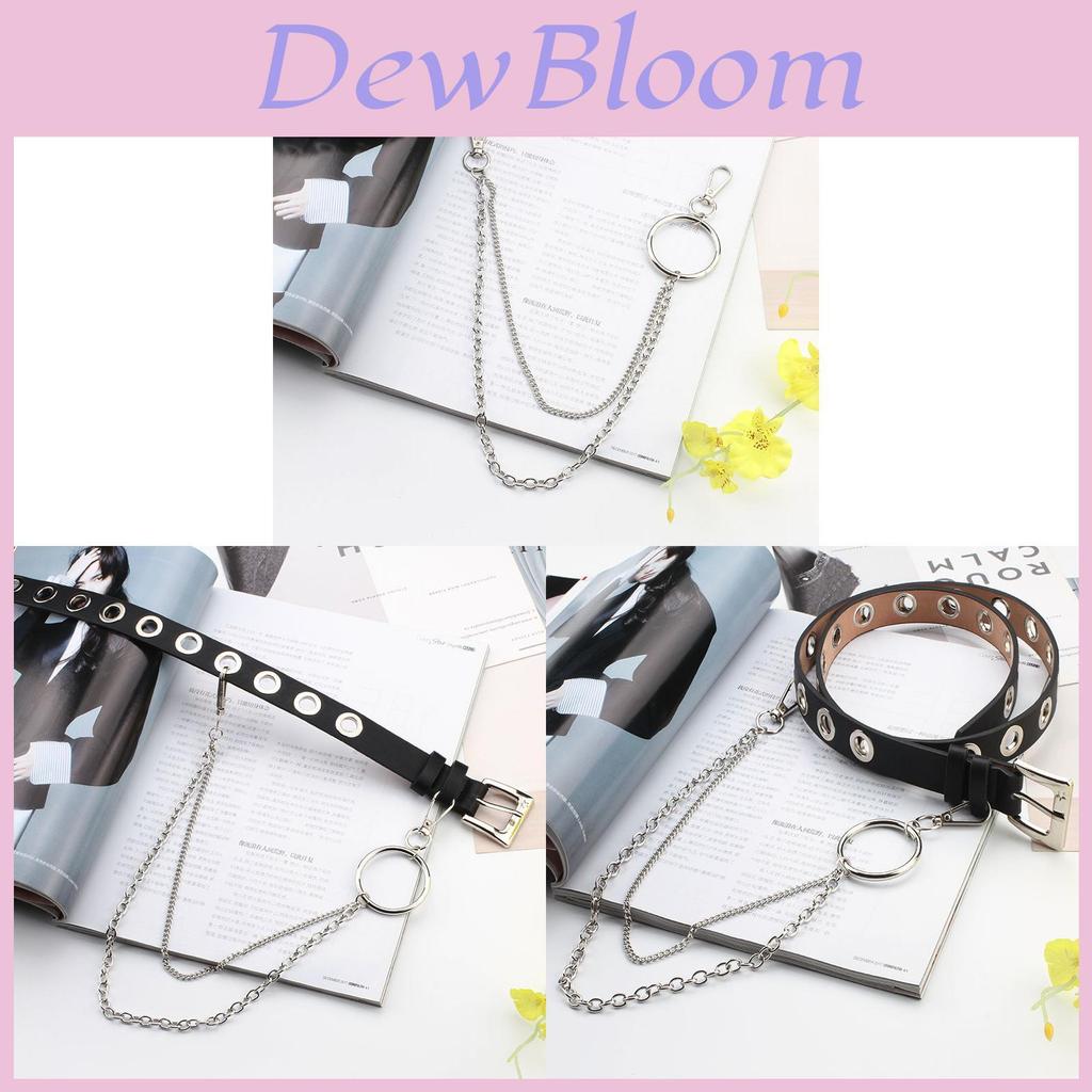 Punk Style Chain Leather Belt With Metal Buckle For Casual Men Women Fashion Accessory