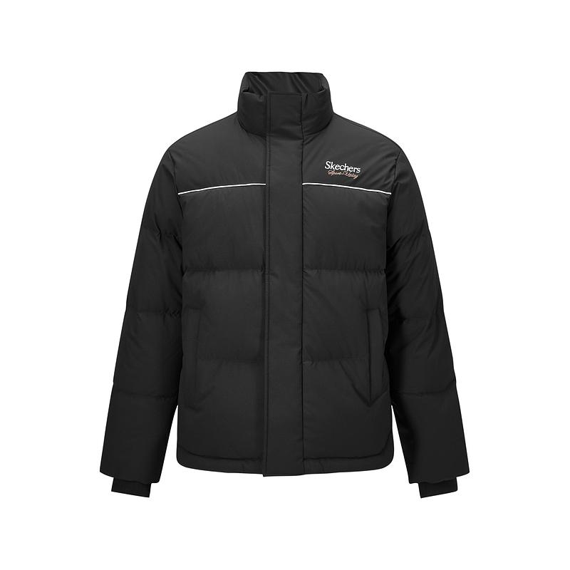 Skechers Sport Utility Warm Woven Short Duck Down Jacket Unisex Jacket Carbon-Black L424U008-0018 S