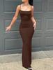2026 solid color going out casual sleeveless high waist slim fit suspender sexy dress women's long skirt