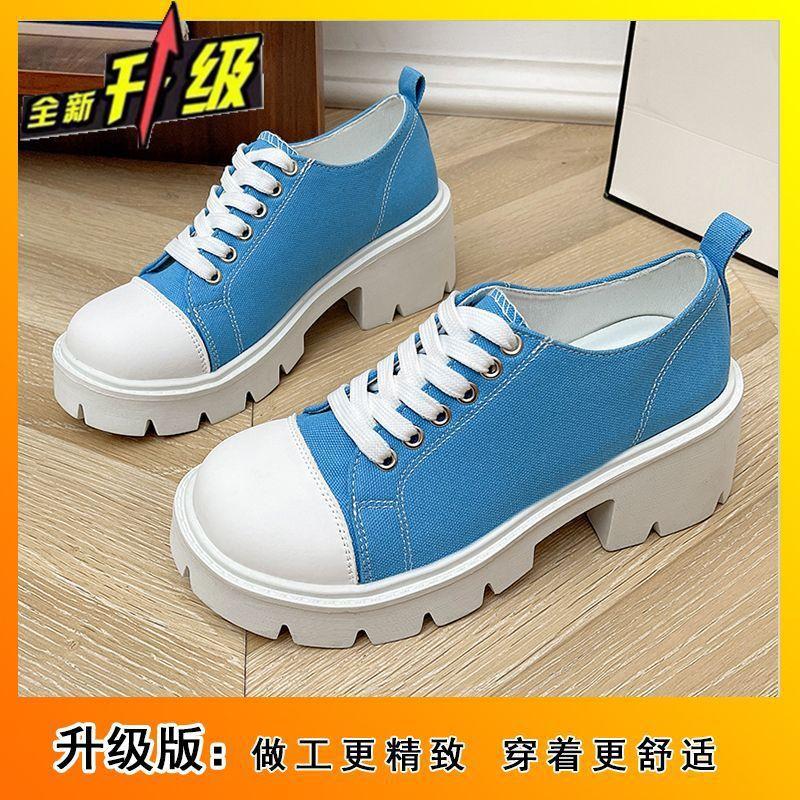 

Enhanced thick-soled campus high-value single shoes for women s 2025 new casual wear-resistant temperament dirt-resistant muffin-soled canvas shoes 40