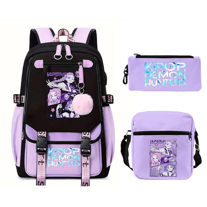 KPop Demon Hunters Fashion Student School Bag Shoulder Backpack Casual Pencil Bag