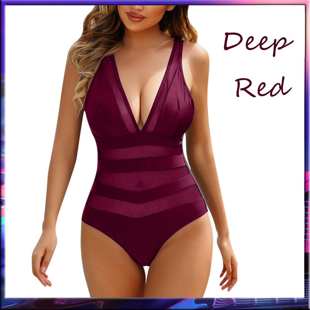 Sexy Black One Piece Swimsuit Women Deep V Neck Hollow Backless Slim Fit Beach Bathing Suit Lace High Waist Swimwear With Bra