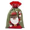 Linen Christmas Gift Bags 3D Drawstring Candy Bags Unique Cute Pattern Gift Bag  Home Decor