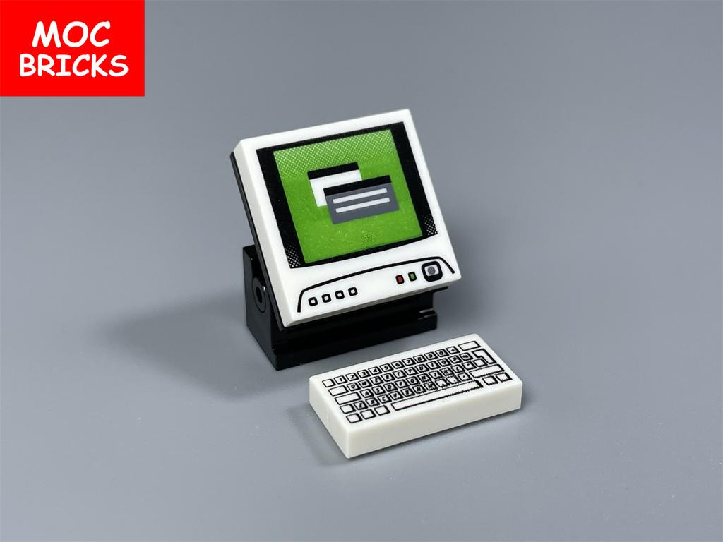 MOC Bausteine Computer Drucker Festnetztelefon Büro Set Zusammengebaut Pädagogisches Bausteine Spielzeug Kinder Geschenke