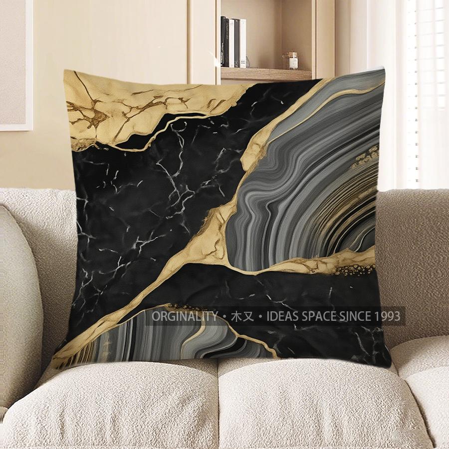 

Home Decor Modern Black Gold Marble Patterned Pattern Cushion Cover Suitable For Sofa Bedroom Car Pillow Cover 40x40cm