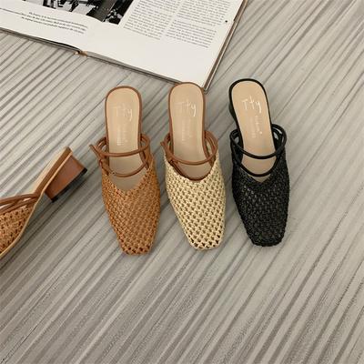 Mode Bailamos Sommer Neu Damen Hausschuhe Flach Slipper Damen Pantoletten Schuhe Quadratischer Niedriger Absatz Damen Sandalen Lässige Outdoor Pantoletten