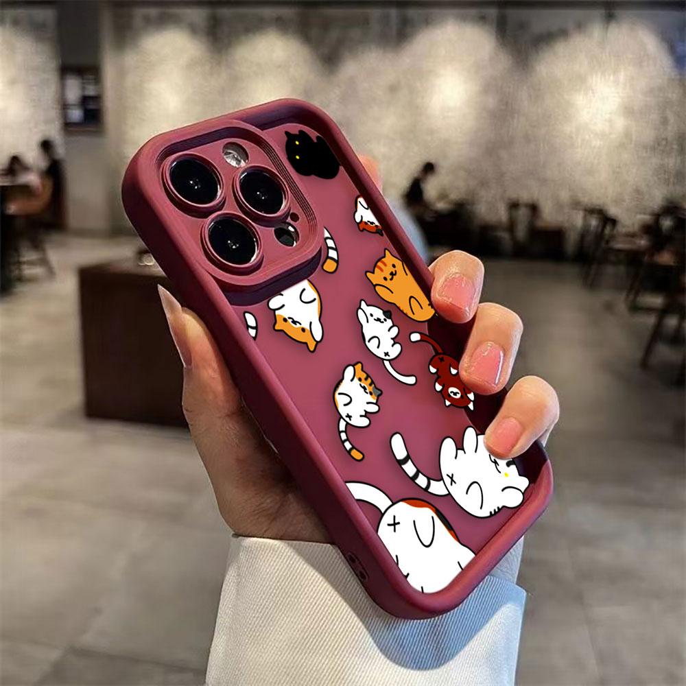 Cute Cat Charming Phone Case For iPhone Apple 17 AIR 16 16E 11 12 13 14 15 XR Plus Pro Max DIY Case TPU Shockproof Cover Capa